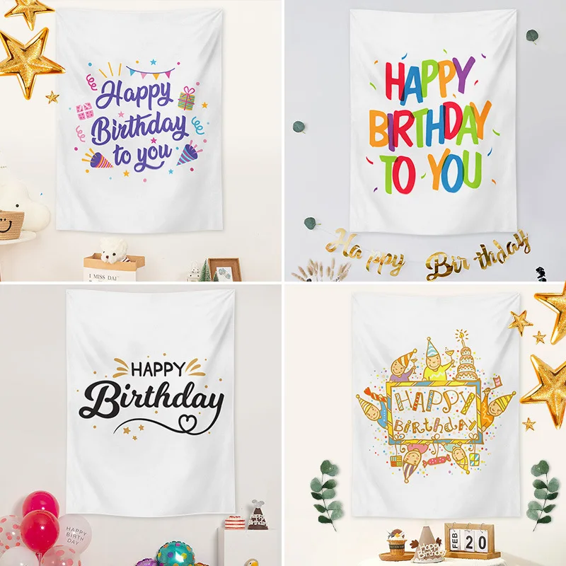 

Birthday Tapestry Child's First Year Ins Birthday Party Backdrop Hanging Decoration Cloth Scene Arrangement Photo Wall Covering