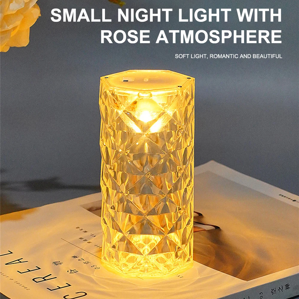 

LED Crystal Table Lamp Diamond Romantic Atmosphere Light USB Touch Night Light For Bedroom Living Room Decoration Lighting