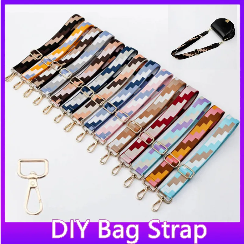 

Регулируемая сумка из полиэстера с цветными блоками, наплечный ремень, 14 цветов, в этническом стиле для женской сумки, Прочные Ремни для сум...