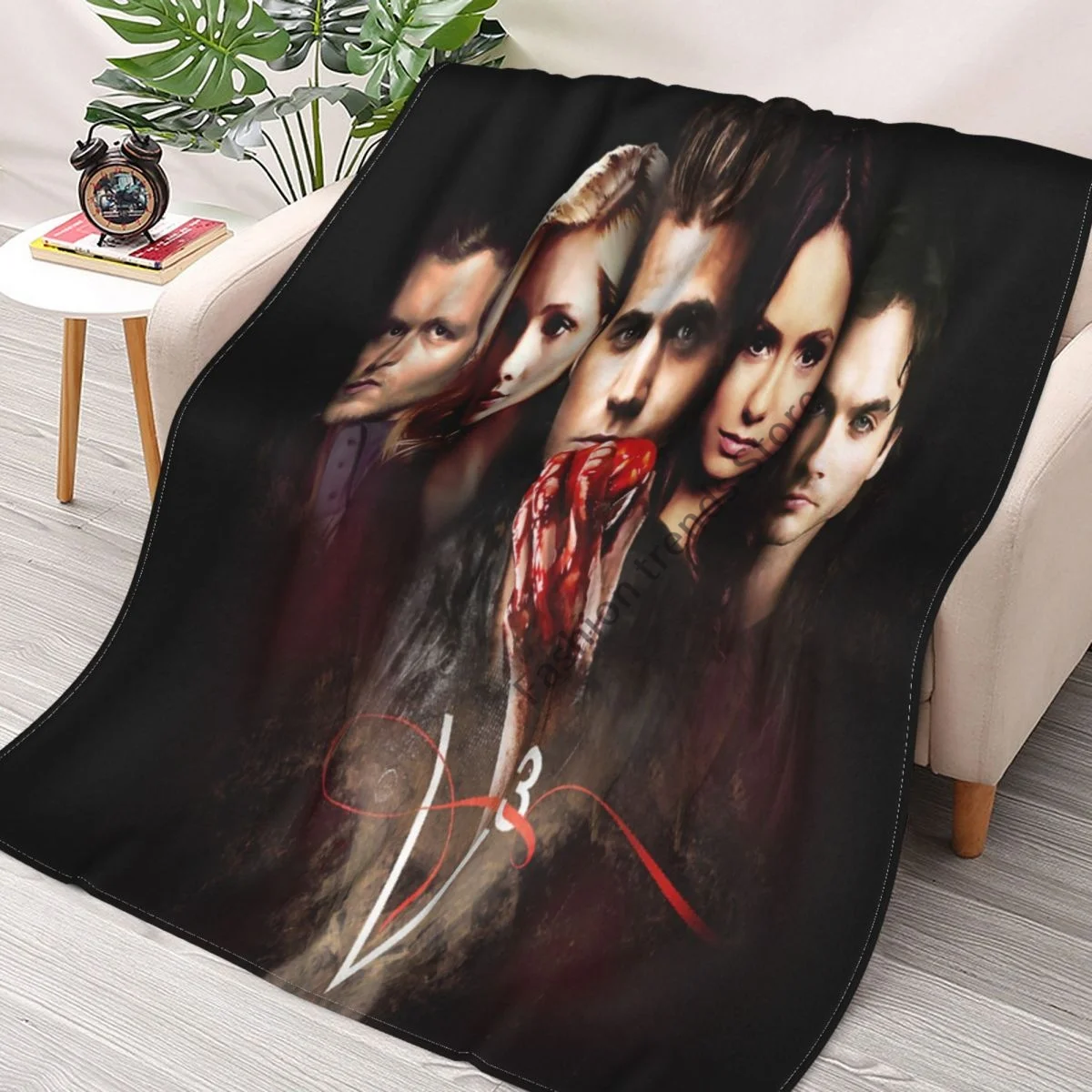 

Damon Salvatore The Vampire Diaries Blanket Fleece Decoration Multi-function Warm Throw Blanket for Sofa Car Bedding Throws