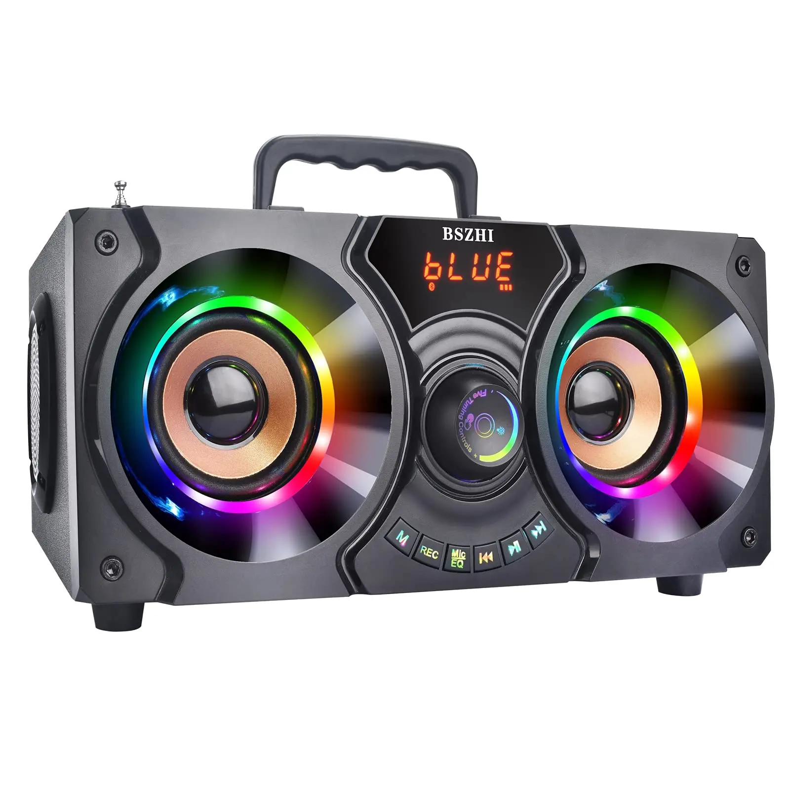 

Portable Bluetooth Speaker 60W Stereo Outdoor/Indoor Dual Speaker Subwoofer LED Light, Equalizer, Support FM Radio, Remote Contr