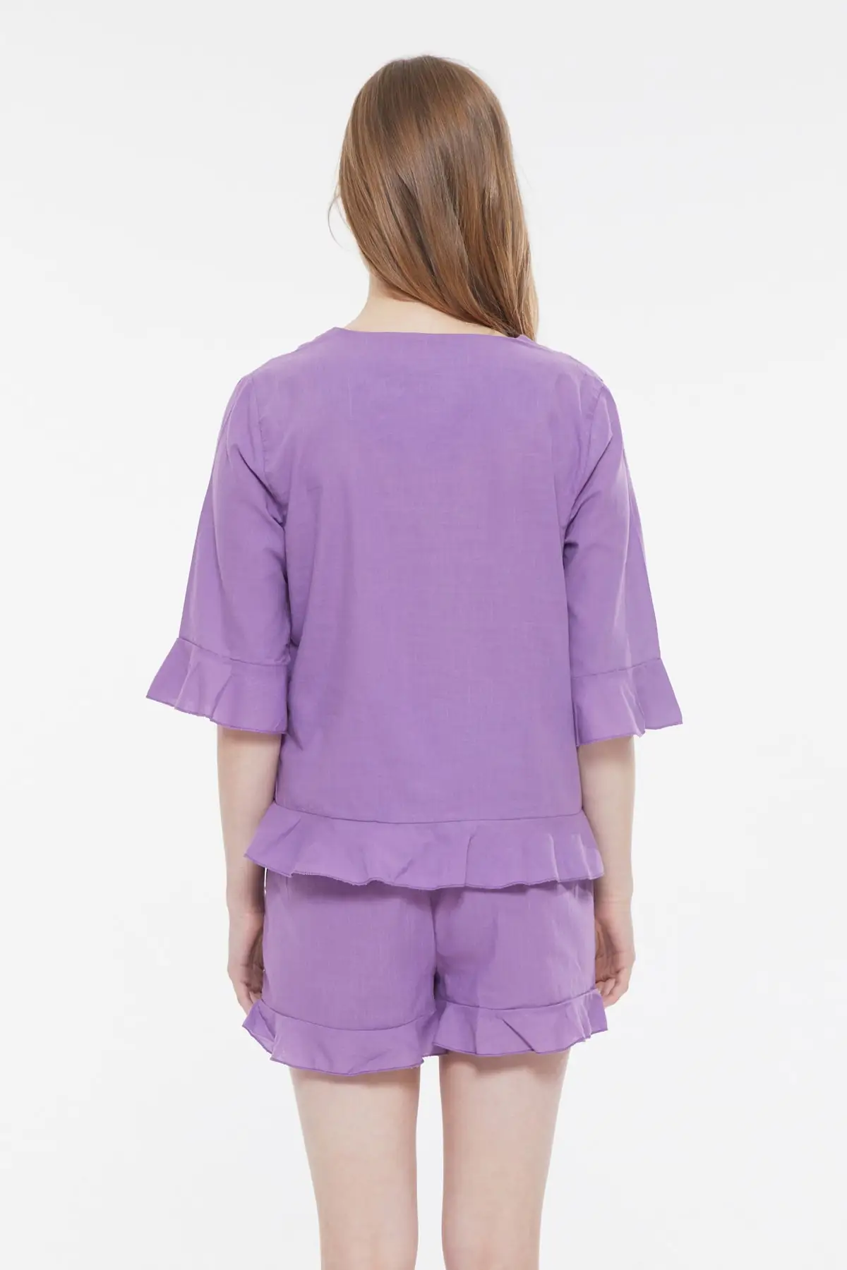 

Trendyol Frilly Woven Pajamas set THMSS21PT1026