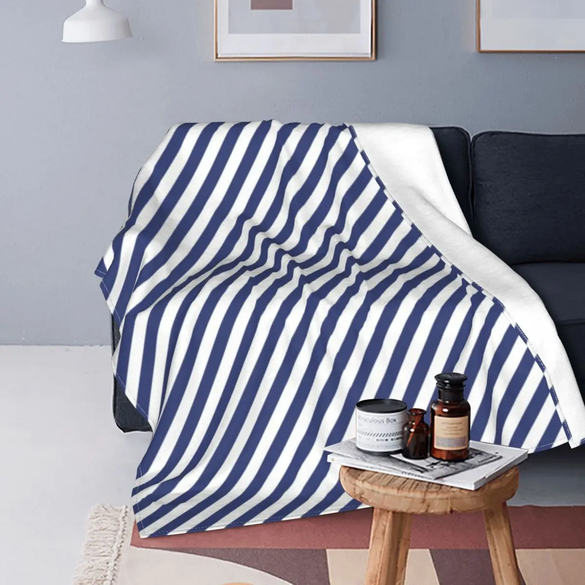 

Винтажное морское одеяло с синими поперечными полосками для фотосессии, мягкое одеяло, дешевое теплое флисовое покрывало