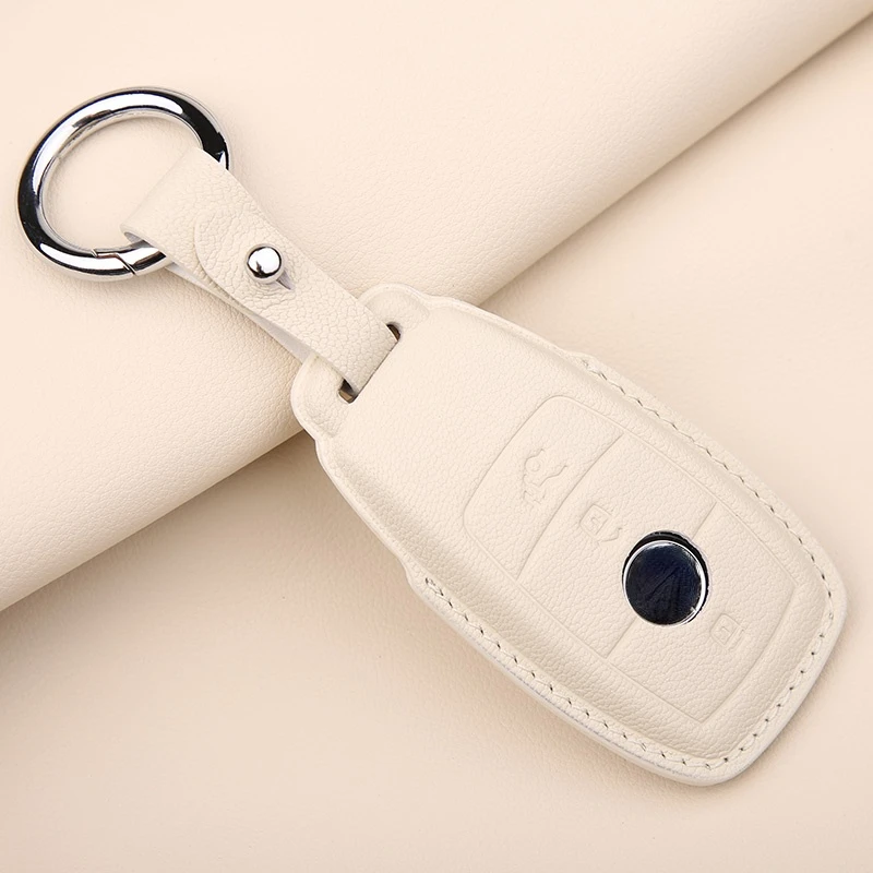 

Genuine Leather Car Key Case Cover Hot Pressing Protect Shell For Mercedes Benz Hand Made Auto Accessories Key