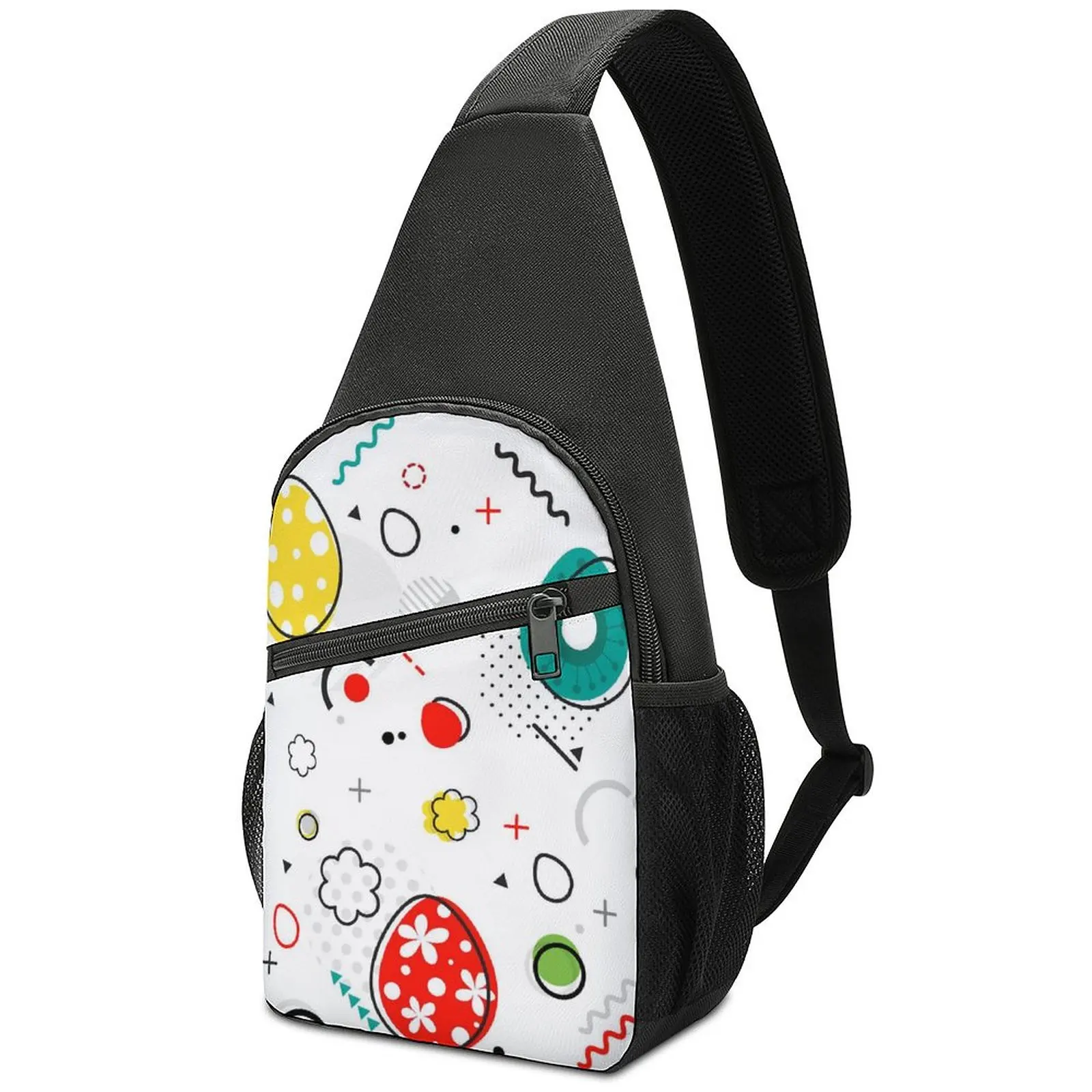 

Easter Egg Chest Bags Women Memphis Style Print Shoulder Bag Leisure Phone Crossbody Bag Trekking Motorcycle Sling Bags