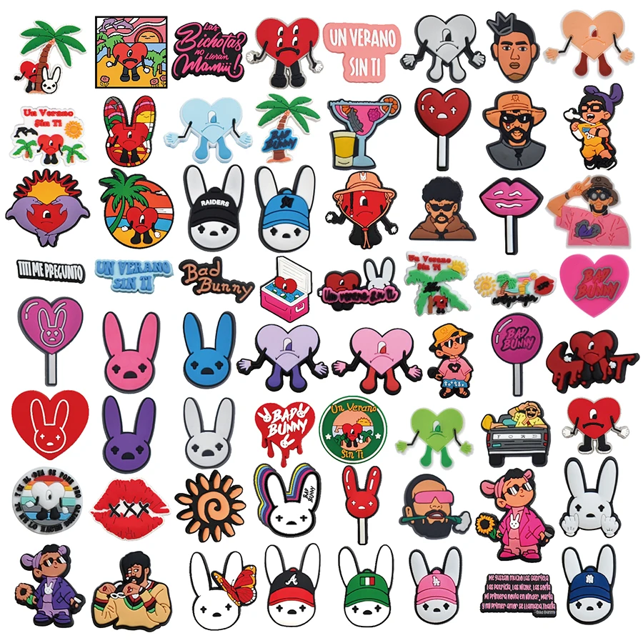 WholeSale 132 Pcs Bunny Croc Shoe Charms Mexican Inspired Shoe Charms for Girls Boys Men Women Clog Accessories