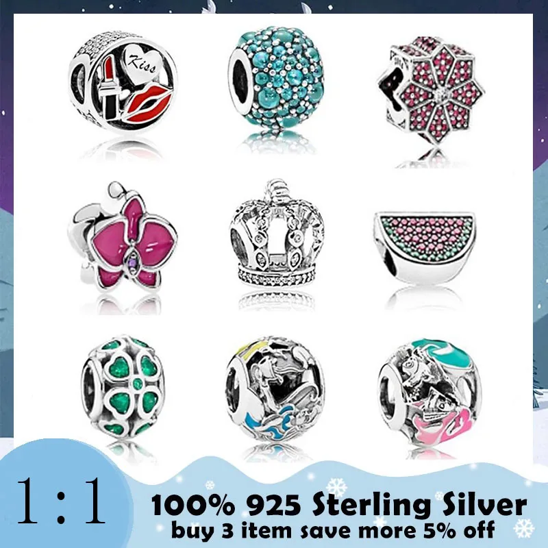 

High Quality 100%925 Sterling Silver Charm Watermelon Beads Fashion Exquisite Diy Bracelet For Free Delivery