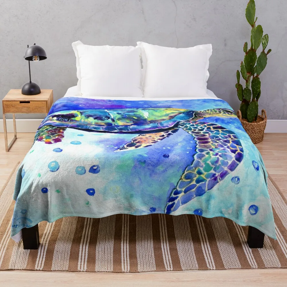 

Sea Turtle Underwater Scene Throw Blanket Knit Blanket Blippi Blanket