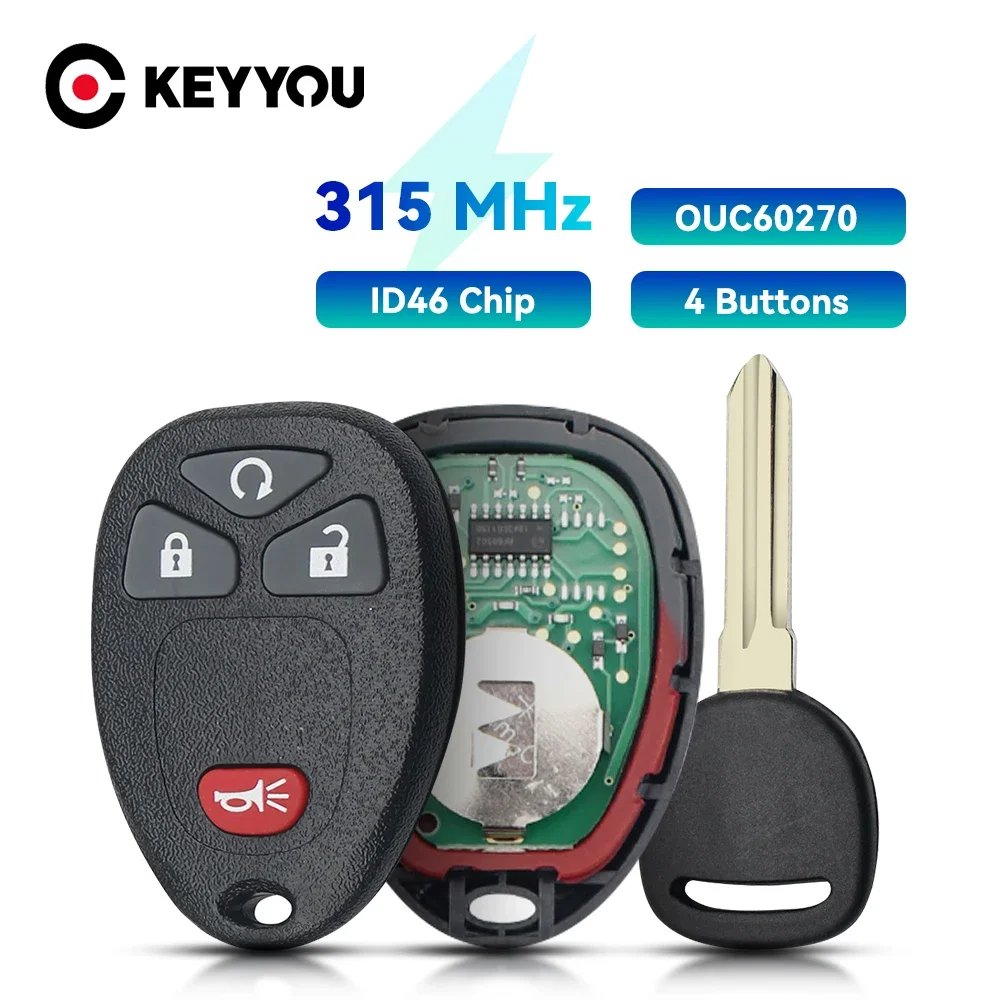 Фото KEYYOU OUC60270 315 МГц 4 кнопки пульт дистанционного управления ID46 чип-транспондер ключ для Buick Chevrolet GMC автомобильный ключ №1