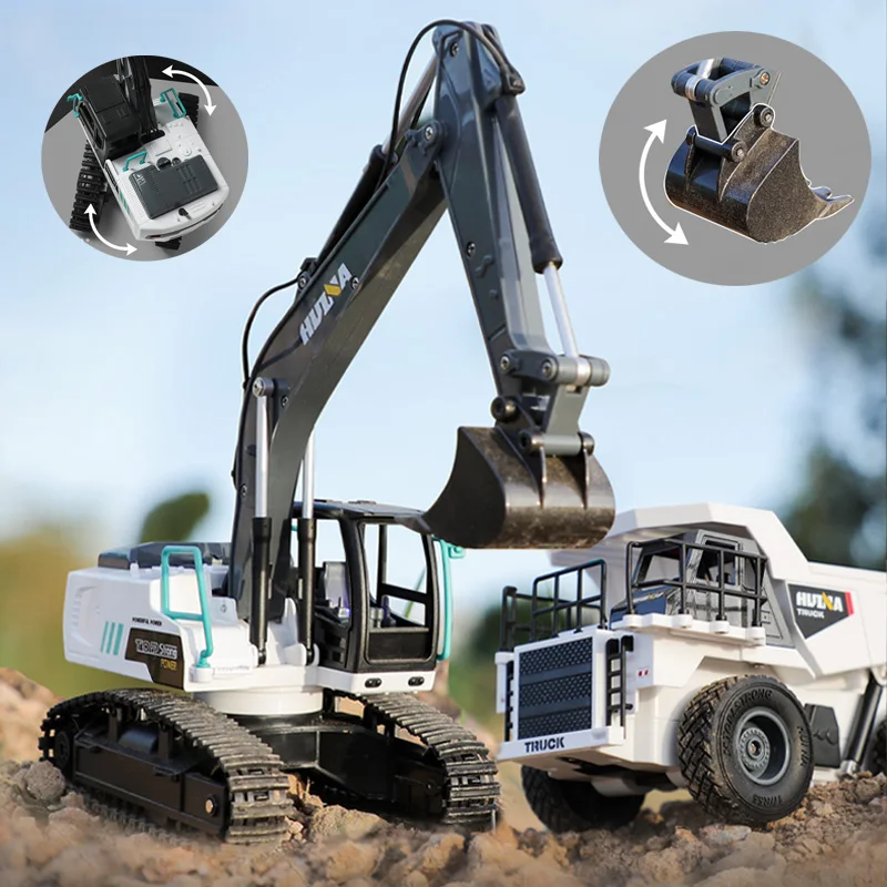 

2.4Ghz 9 Channel 1:24 Rc Excavator Toy Engineering Car Alloy and Plastic Remote Control Digger Dump Truck For children's Gift