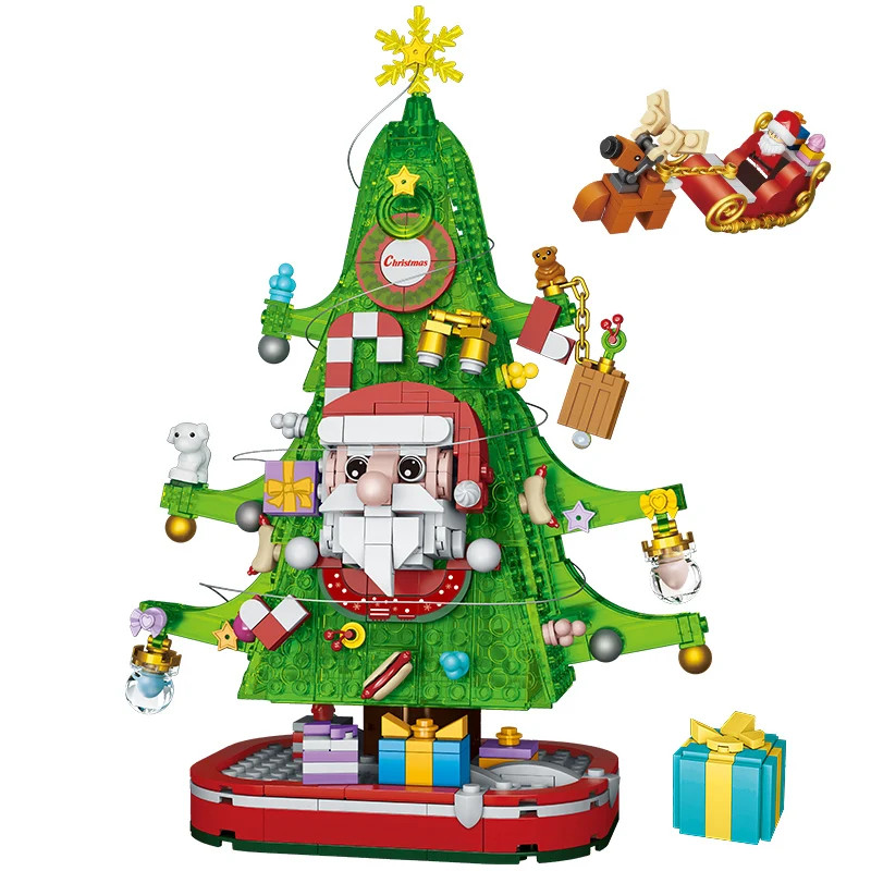 

Новинка 2022, креативный домик на рождественскую елку, наборы с Санта-Клаусом, модели игрушек, строительные блоки, кирпичи «сделай сам», подар...