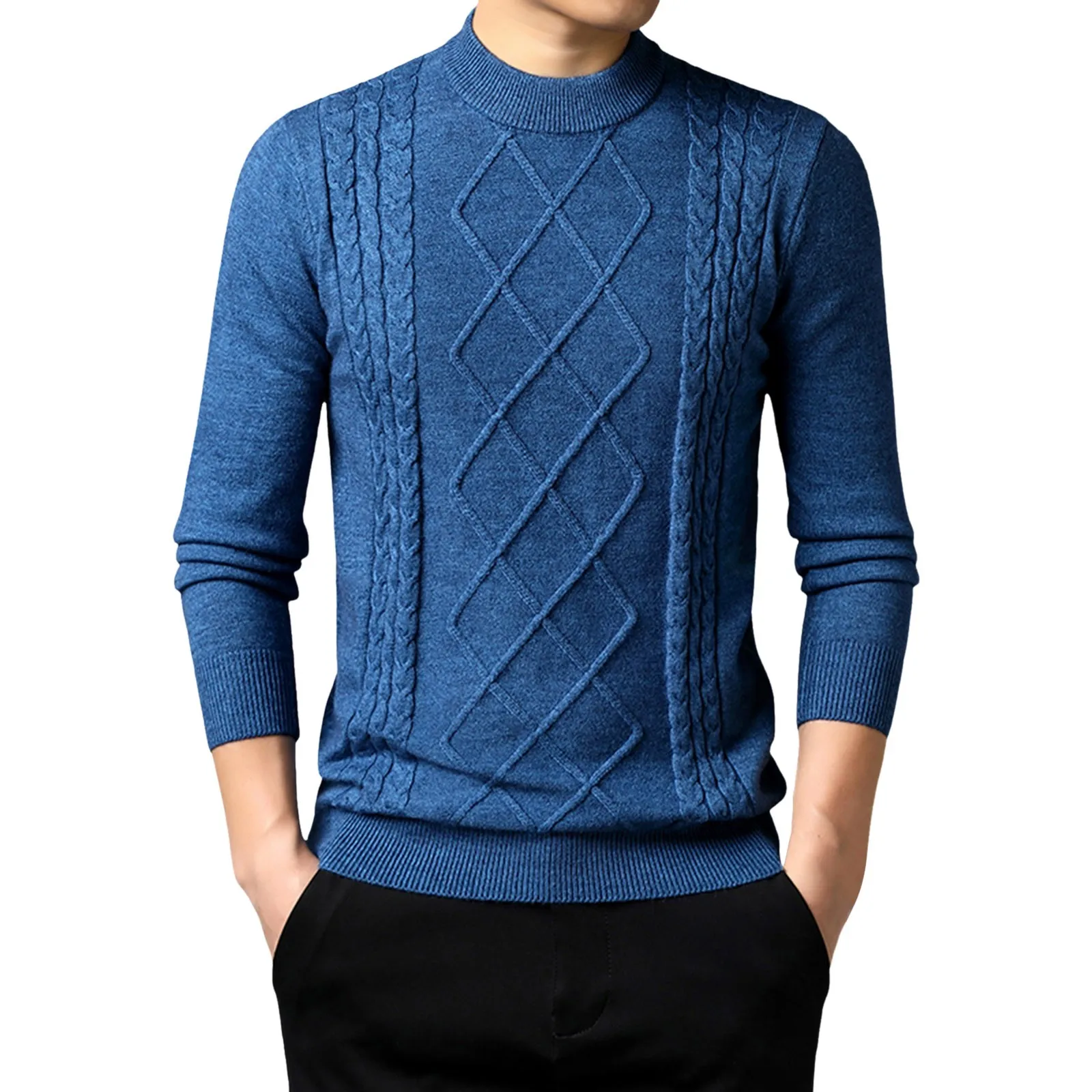 

Male Round Neck Sweater Casual Cable Knit Pullover Sweaters Male Baseball Jackets male Outerwear Sportswear