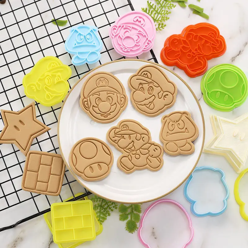 

Super Mario Bros Cartoon Cookies Mold Bowser Peach Luigi Modeling Household Baking Accessories Kitchen Supplies Children Gift