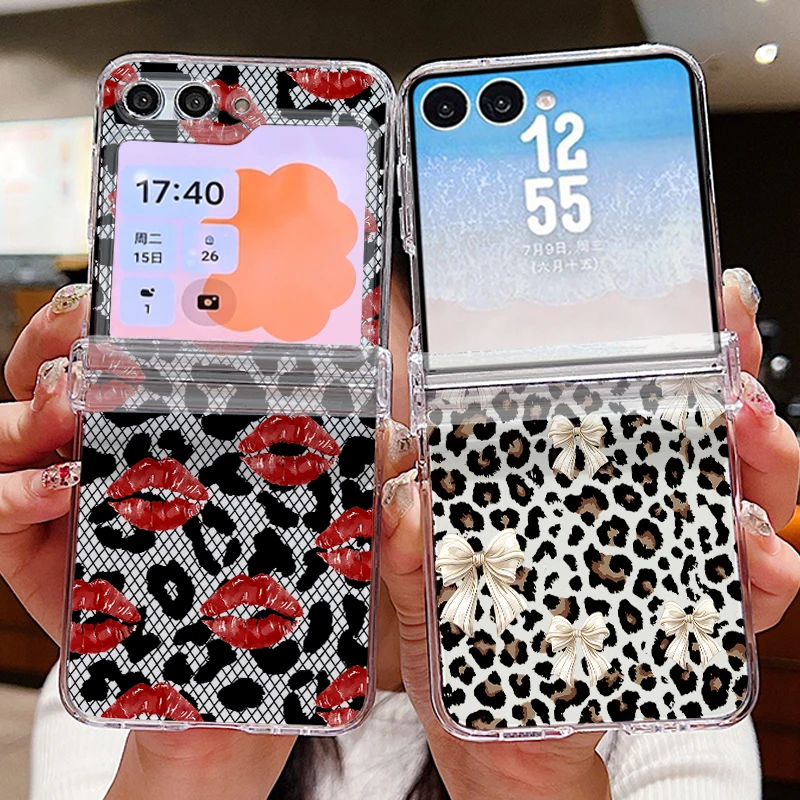 Фото Чехол для складного телефона с леопардовым принтом для Samsung Galaxy Z Flip 8 7 6 5 4 3, прозрачный чехол из поликарбоната для Samsung Z Flip8 Flip7 FE Flip6 №3