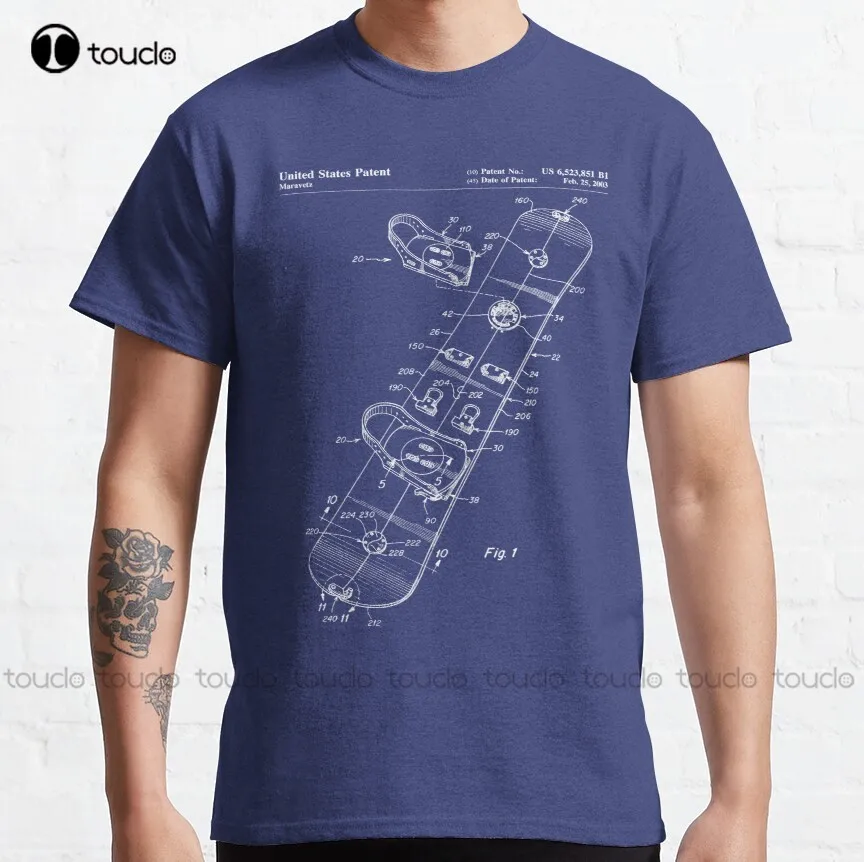Patent - Snowboaring Art - Blueprint Classic T-shirt Womens Swim shirt Custom Gift fashion Tshirt Summer  Xs-5xl Retro