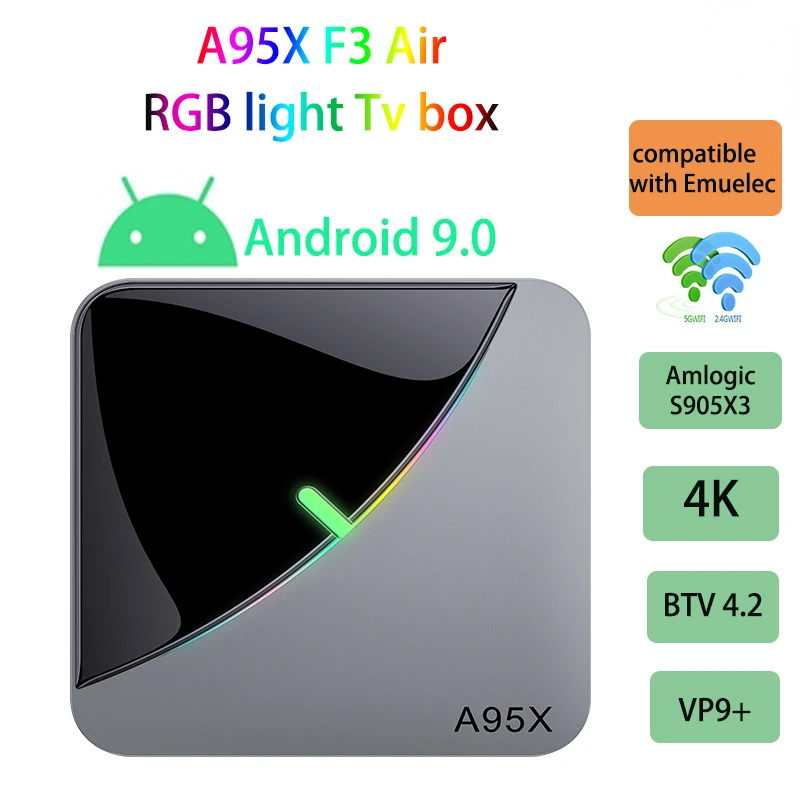 

Приставка Смарт-ТВ A95X F3, android 2022, Amlogic S905X3, 2 + 16/4/32/64 ГБ, 4K, Android 9,0, 2,4 ГГц
