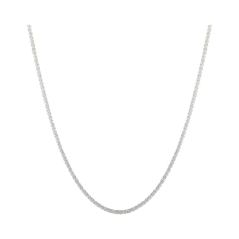 

glittering! Silver Sparkling Naked Chain Plain Necklace, Luxury Country Versatile, Small and Popular Collar Chain