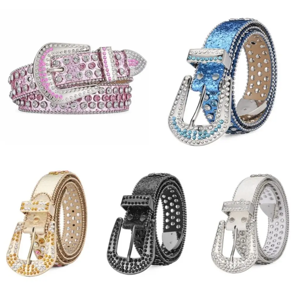 

Женский блестящий кожаный ремень в стиле панк-рок