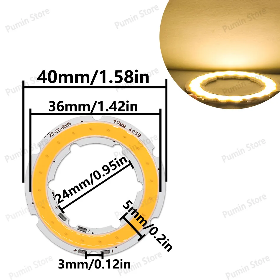 

LED лампа COB тёплый/холодный белый 20мм warm and happy