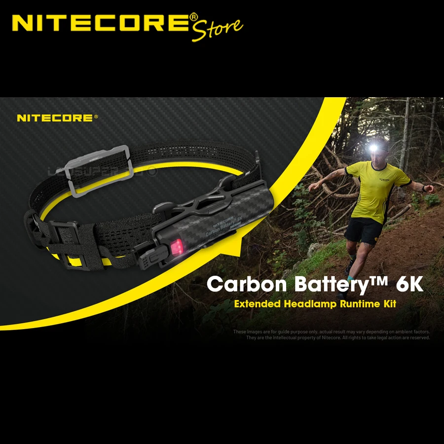 Фото Карбоновая батарея NITECORE 6K, 6000 мАч, перезаряжаемый USB-C, расширенный комплект рабочего времени для налобного фонаря №3