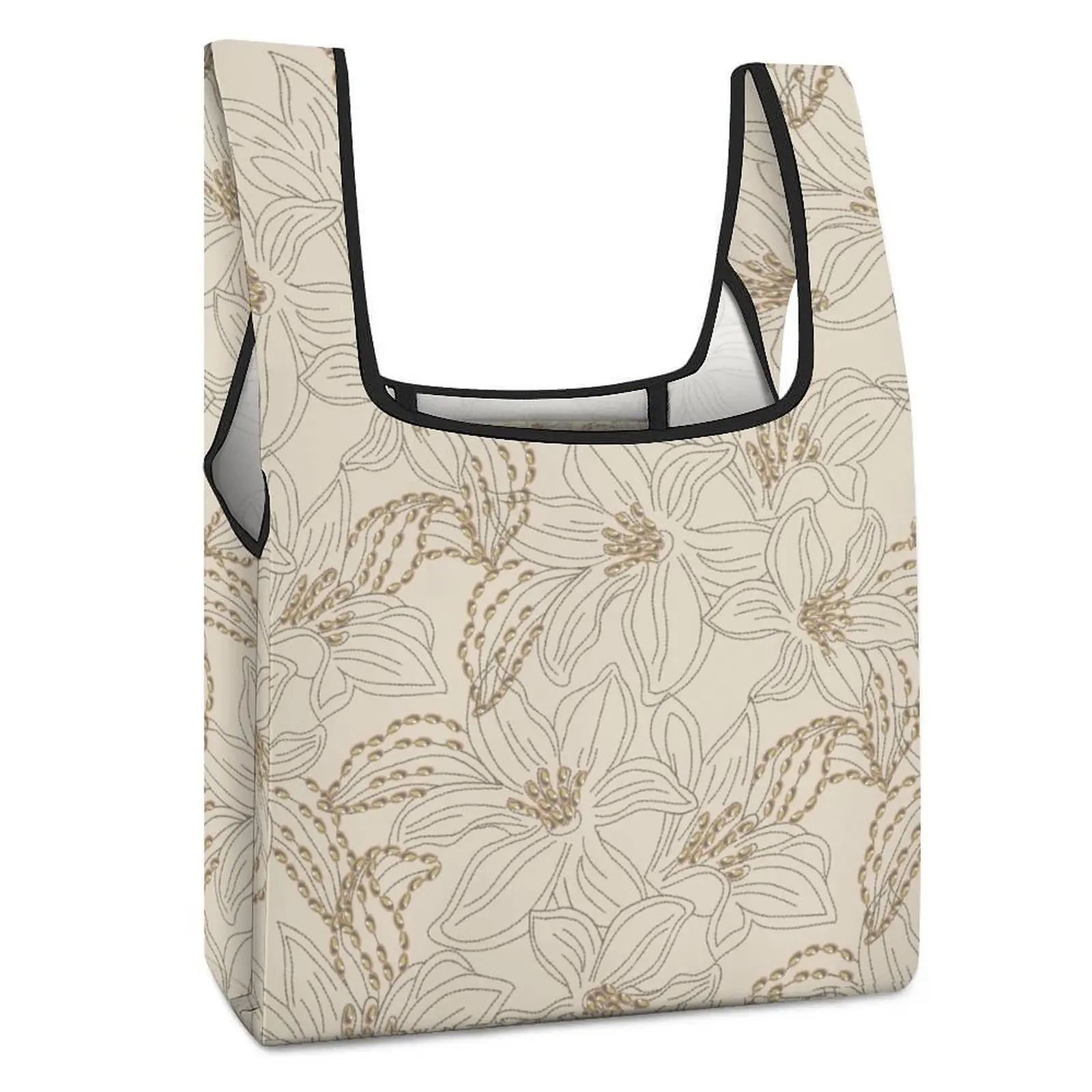 Custom Pattern Foldable Reusable Shopping Food Handbags Full Print Lightweight Bag Travel Women Portable Aesthetic Bags