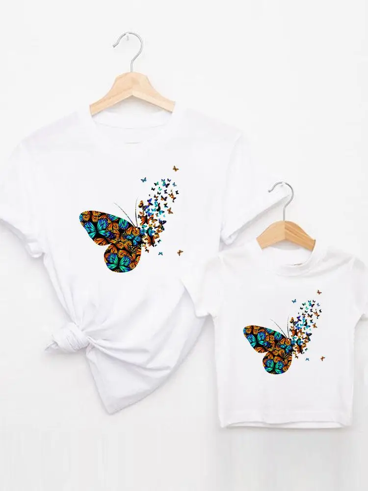 

Graphic Tee Butterfly Cute T-shirt Family Matching Outfits Boy Girl Women Kid Child Summer Mom Mama Mother Clothes Clothing