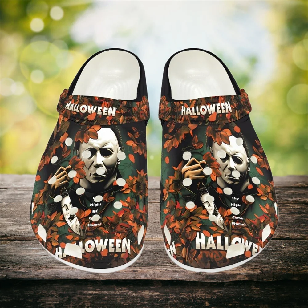 

Сандалии женские и мужские с принтом Майкла Майерса, подарок на Хэллоуин, пляжные шлепанцы с дырками для занятий бисероплетением, тапочки для Killer Friends