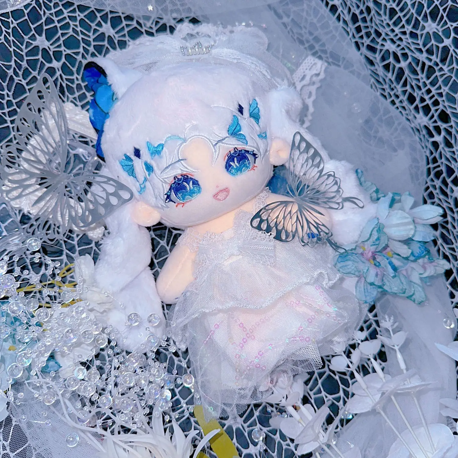 

No attributes Monster Kawaii Blue Princess Dolls 20cm Cosplay Soft Plush Stuffed Doll Body Dress Up Plushie Pillow Xmas Gift