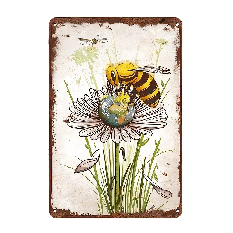 

Creative Tin Sign Save The Planet Bee Funny Novelty Metal Sign Retro Wall Decor For Home Gate Garden Bars Restaurants Cafes