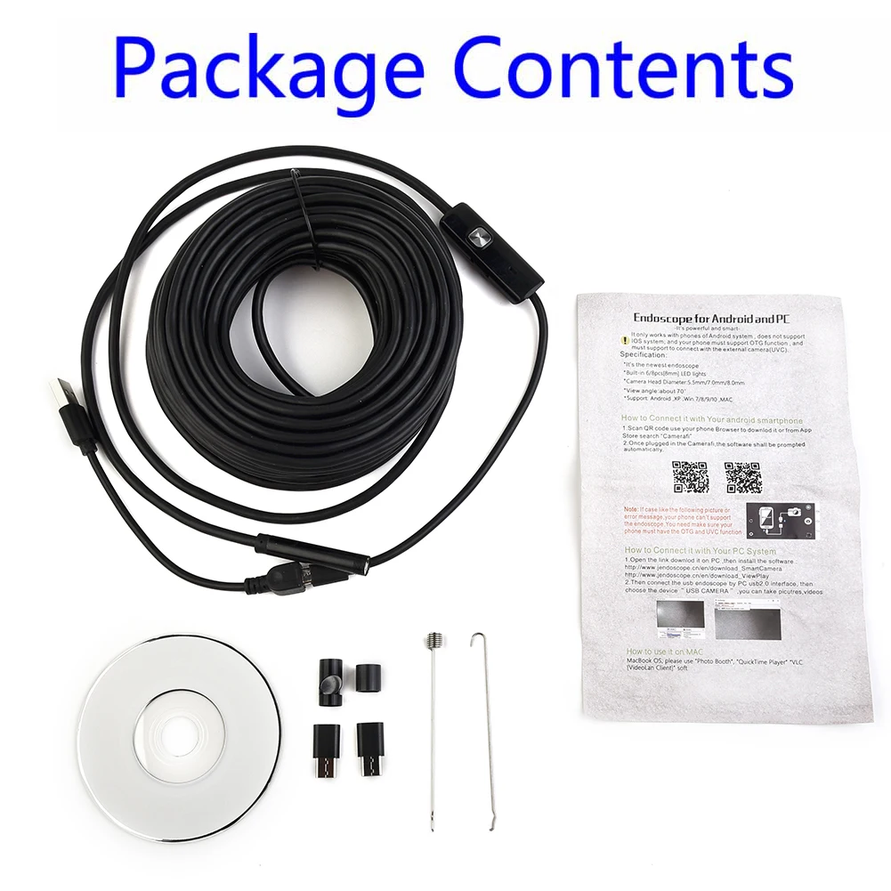 

1 SET USB Endoscope Camera Waterproof Endoscope 300,000 Pixel Adjustable Soft Wire 6 LED Lights USB Car Inspection Camera Tools