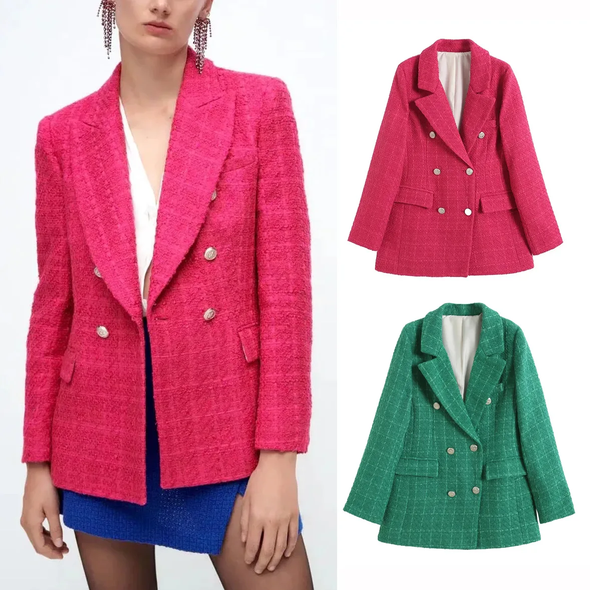 

Женский вельветовый Блейзер А-силуэта, женская верхняя одежда с длинным рукавом, шикарная двубортная Женская одежда в Корейском стиле, облегающее пальто