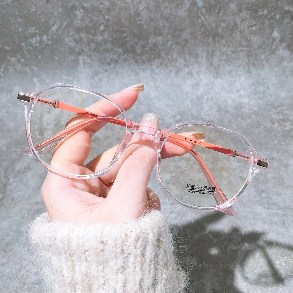 

Prescription Glasses Myopia Glasses for Women Anti Blue Light Round Eyewear Transparent Computer Glasses Frame 1