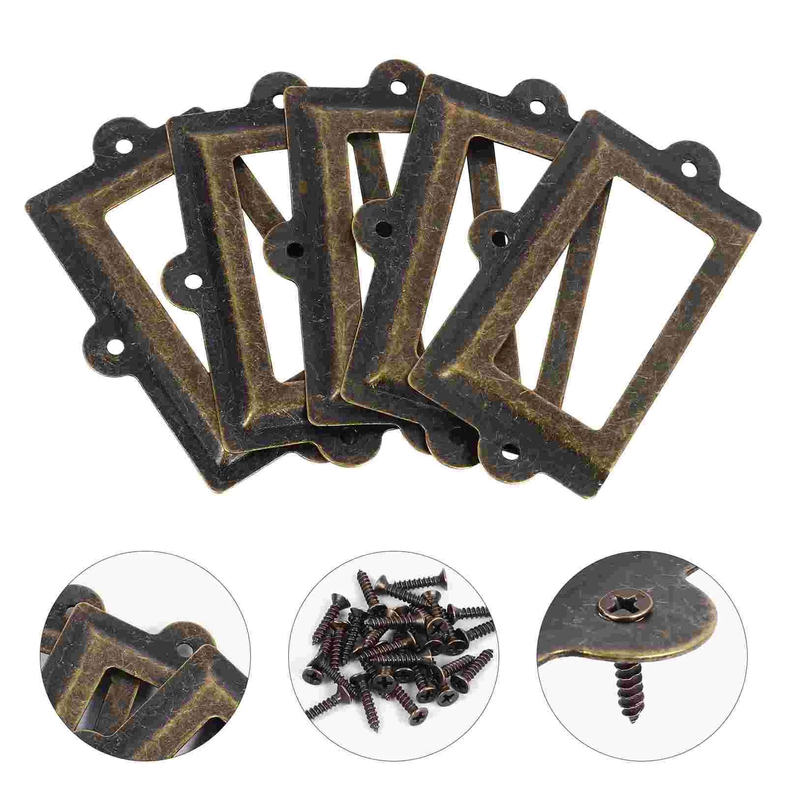 

10 Pcs Business Card Medicine Box Label Metal Bracket Drawer Holder Frames Pull