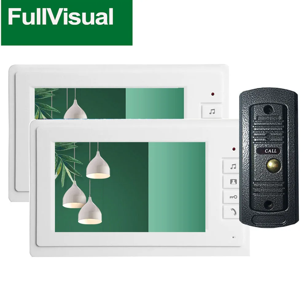 Fullvisual 7 inch Home Intercom System Doorbell with Camera Video Door Phone  1 /2 Monitors Multiple Kit Day Night Waterproof