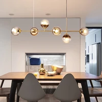 indoor lighting minimalist led chandeliers for kitchen bar long led pendant light designer loft glass ball hanging light fixture
