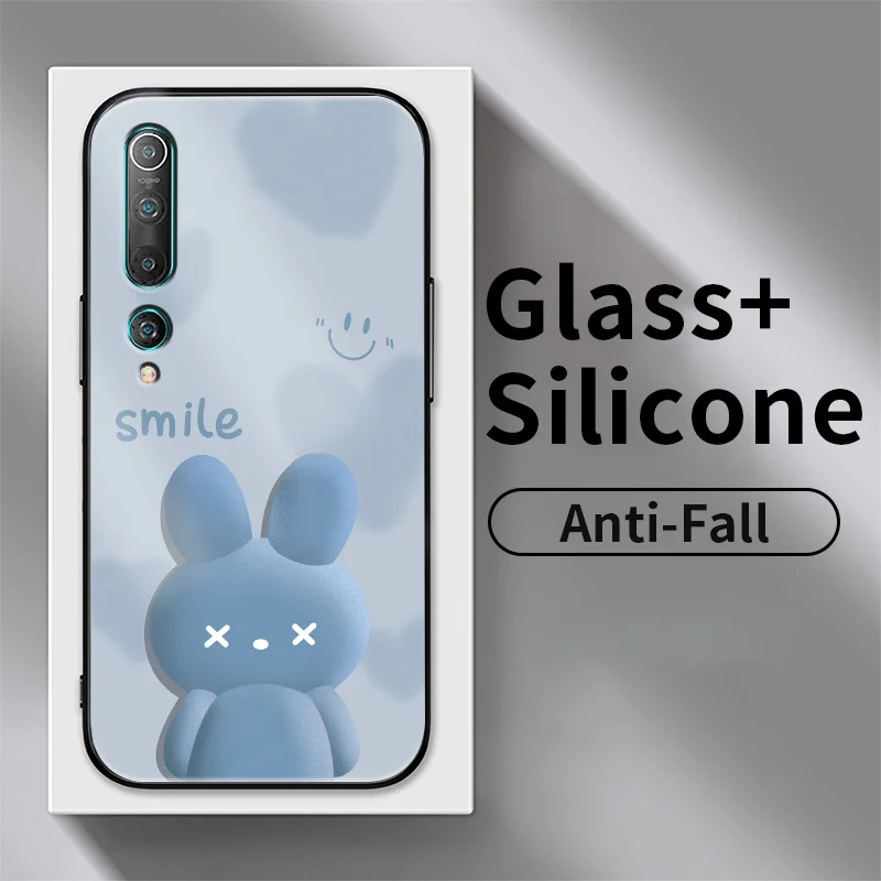 

For Xiaomi Mi 10 5G 10 Lite 10 Youth 10T 11 Lite 11T 12X 12T 12 Pro Redmi K30S K50 Ultra Gradient Rabbit Tempered Glass Case