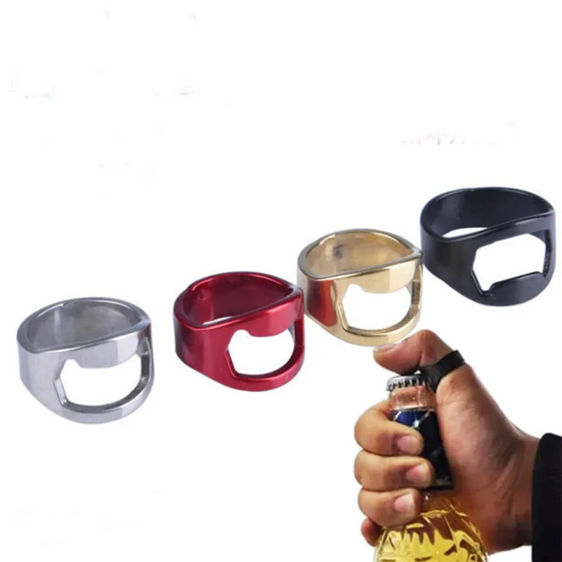 

Portable Beer Bottles Opener Unique Stainless Steel Silver Finger Ring Openers Kitchen Tool Home & Living Gadgets Bar Supply
