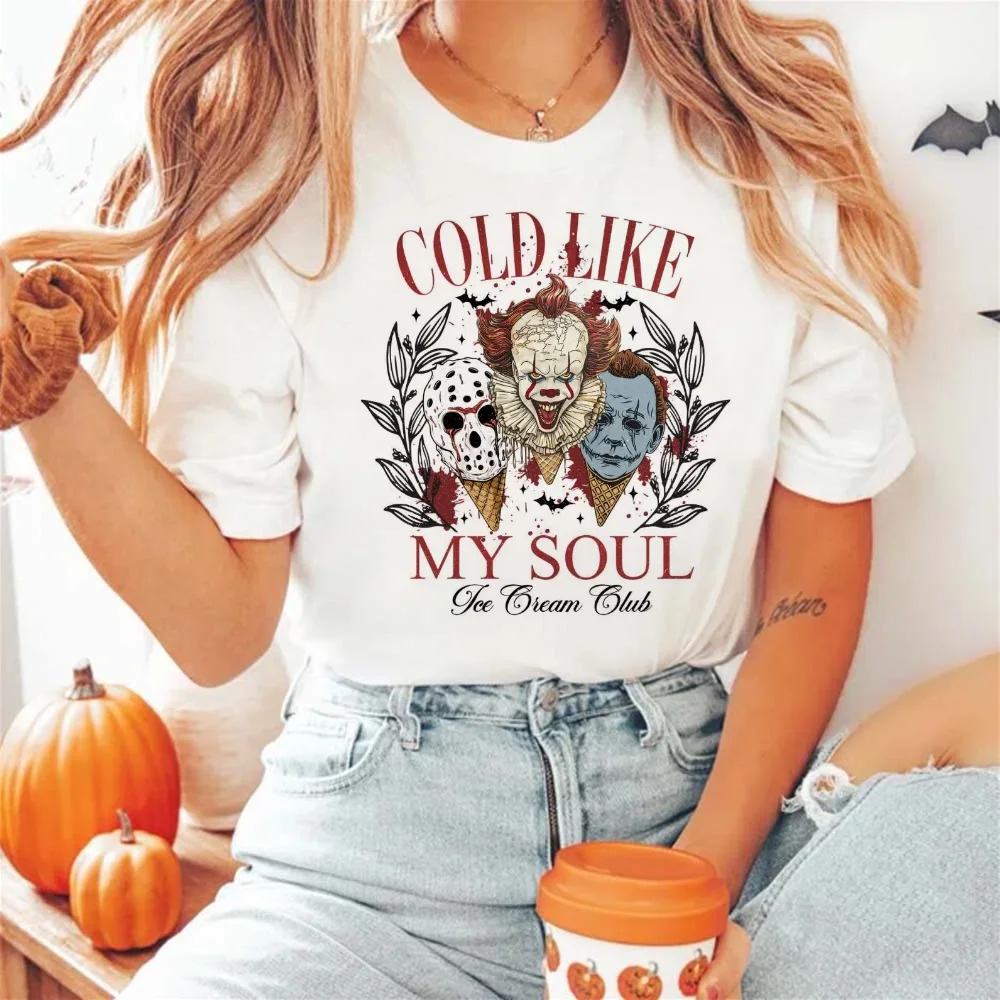 Cold Like My Soul Ice Cream Club Женская мода Ретро Модная футболка Свободная женская с