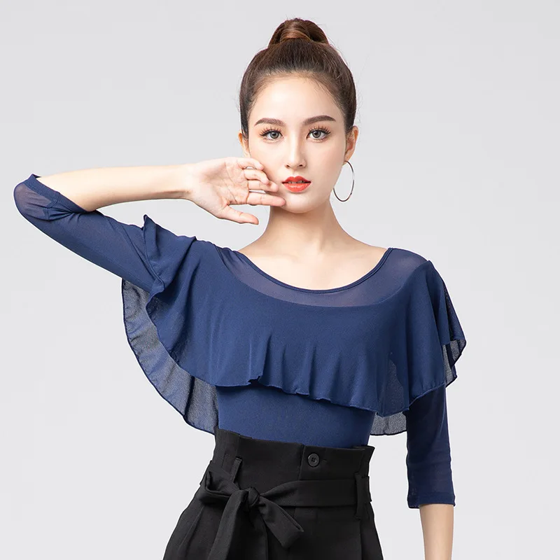 

Modern Dance Top Women's National Standard Dance Ruffled Sleeves Latin Dance Costume Tops Competition Performance Practice Cloth