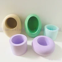 flower pot concrete silicone mold round oval potted candle holder making cement plaster ornament mold diy tools