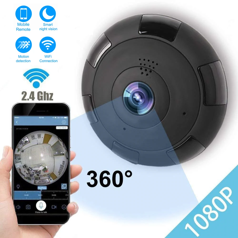 

1080P HD Mini WiFi Camera VR360° Panoramic Wireless Home Security Monitor Intelligent Night Vision Motion Detection IP Camcorder
