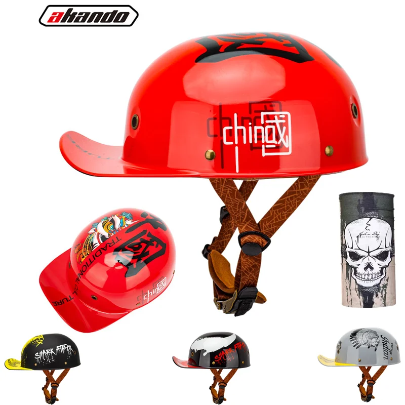 

Casco Moto Retro Chineesr Style Open Face Baseball Cap Street Riding Motorcycle Helmet Vintage Motorbike Half for Men Summer