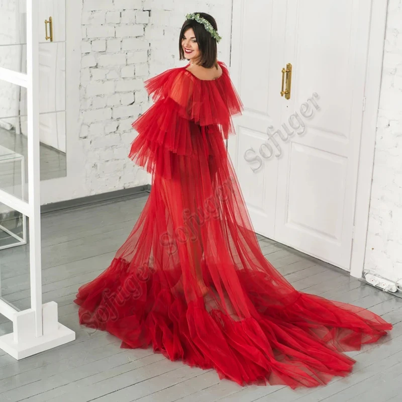 

Red Sexy Illusion Pregnant Suit Evening Dresses Robe De Soiree Photographic Celebrity Vestidos Fiesta Women Custom Made