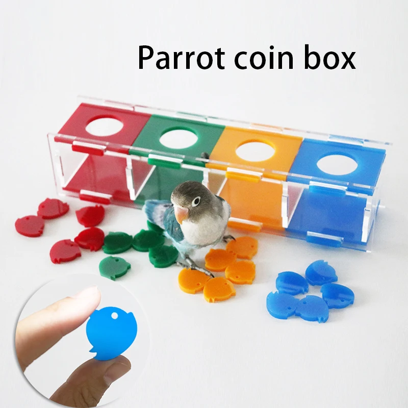 

Parrot Wisdom Training Intelligence Development Color Separation Coin-box Bird Accessories Desktop Interactive Toys Pet Items
