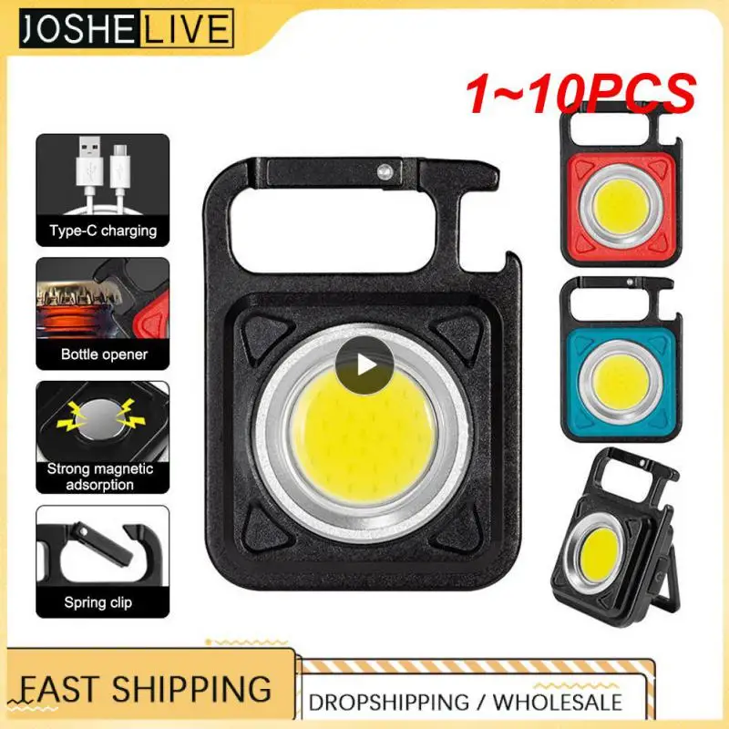 

1~10PCS Multifunctional Mini Glare COB Keychain Pendant Light Usb Charging Emergency Light Strong Magnetic Repair Work Outdoor