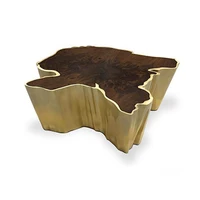 Light extravagant root tea table stainless steel creative design unique shape tree bark tea table customization