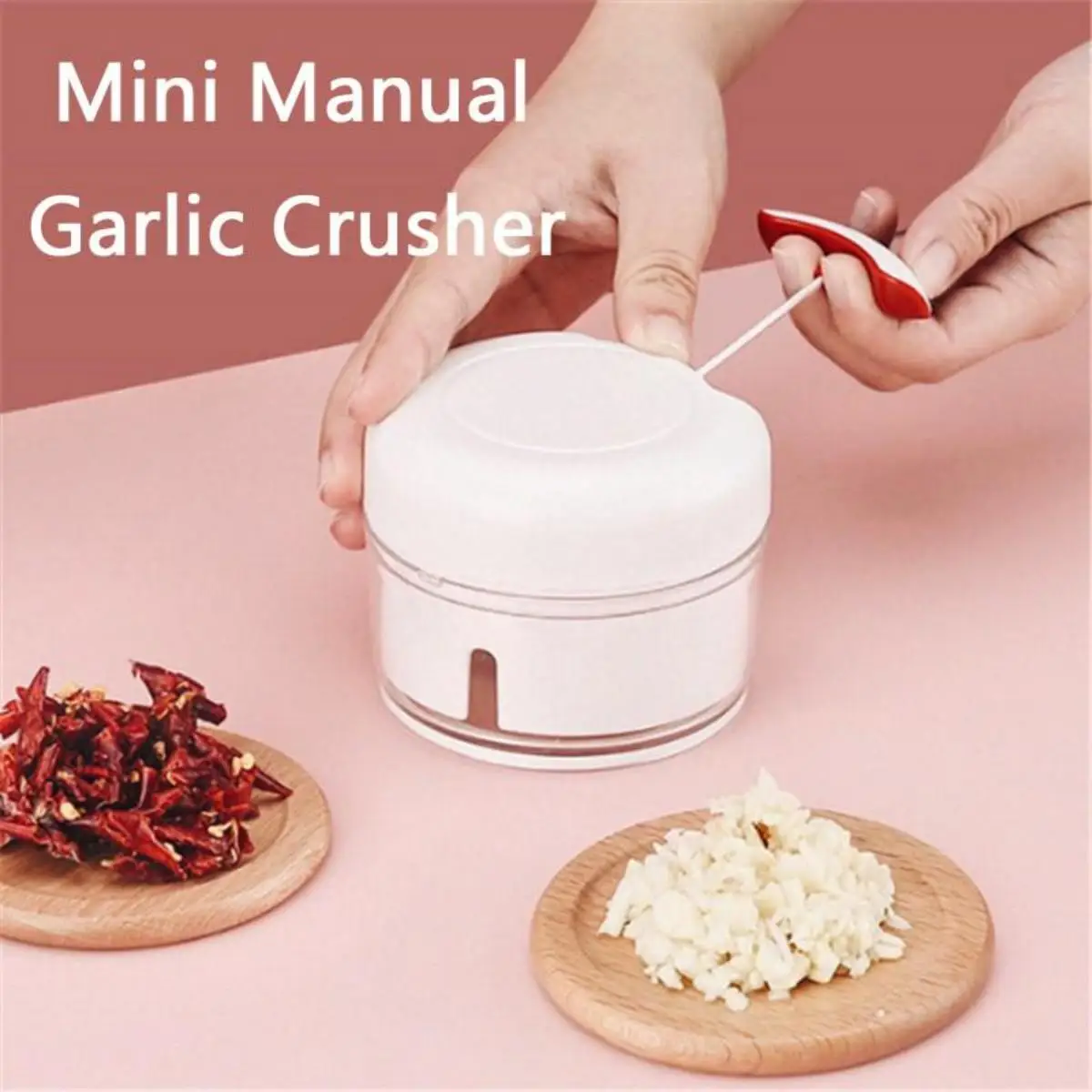 

170ML Manual Meat Mincer Garlic Chopper Rotate Garlic Press Crusher Vegetable Onion Cutter Kitchen Cooking Accessories