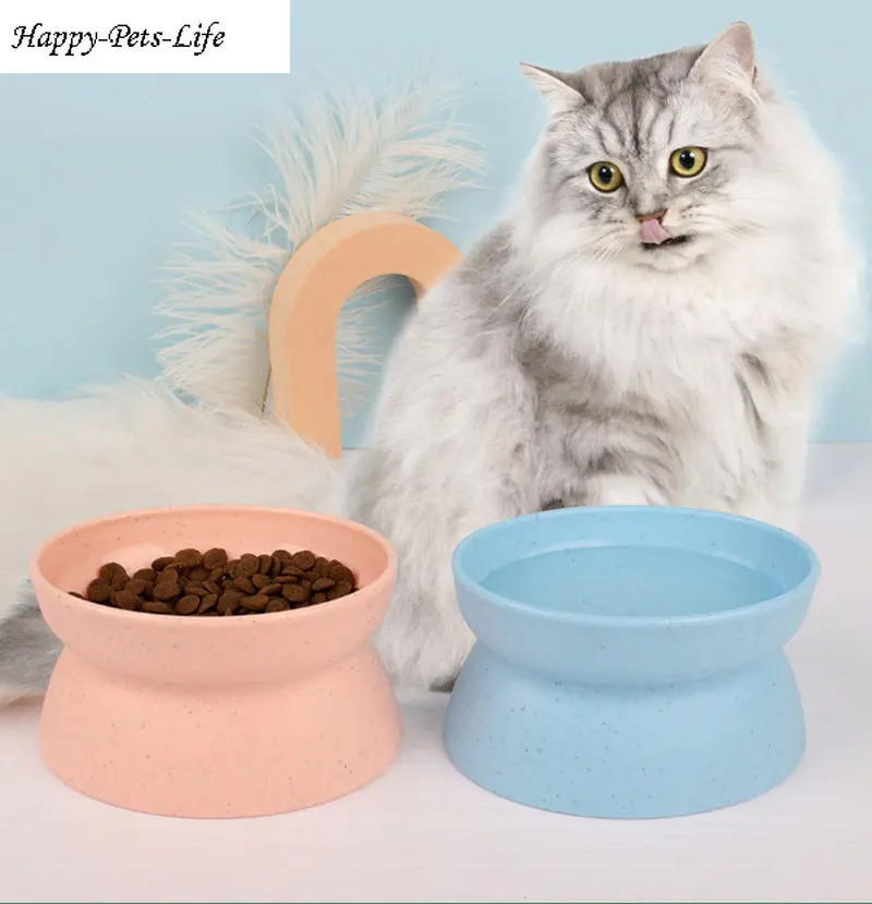 

High Feet Cat Bowl Plastic Pet Bowl for Cats Small Dogs Pet Food Bowls Neck Guard Easy Clean Prevent Tipping Cat Accessories
