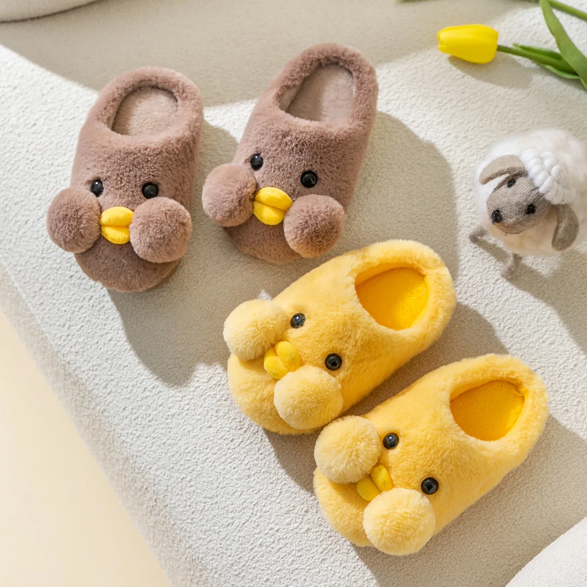 

Childrens Cotton Slippers Winter Cartoon Little Yellow Duck Baby Boys Girls Indoor Home Non-slip Warmer Toddler Boy Shoes
