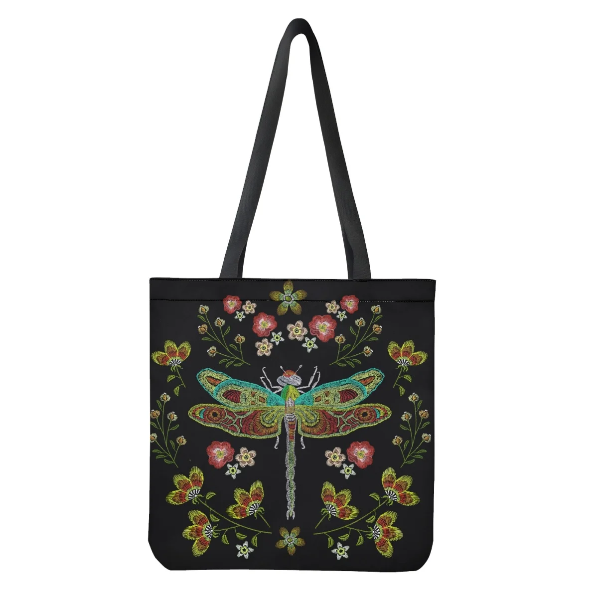 Personalized Customized Women Tote Bags Animal Dragonfly Design Portable Foldable Shopping Supermarket Handbag for Ladies Mom